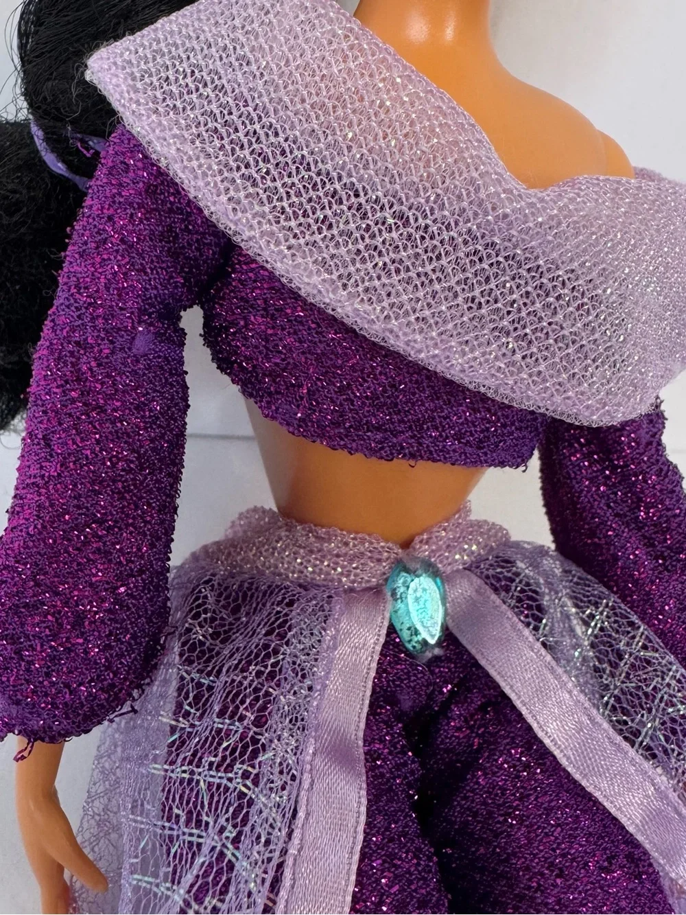 Vintage Disney Store Princess Jasmine Doll Sparkly Purple Outfit